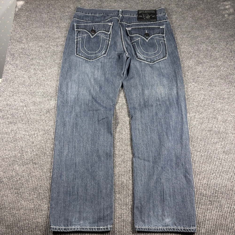 True Religion Jeans Mens 40x34 Billy Rainbow Super T Blue Straight Leg USA Made